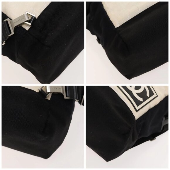 CHANEL New Travel Line Backpack Nylon Beige Black CC Auth kk472 - Picture 16 of 16